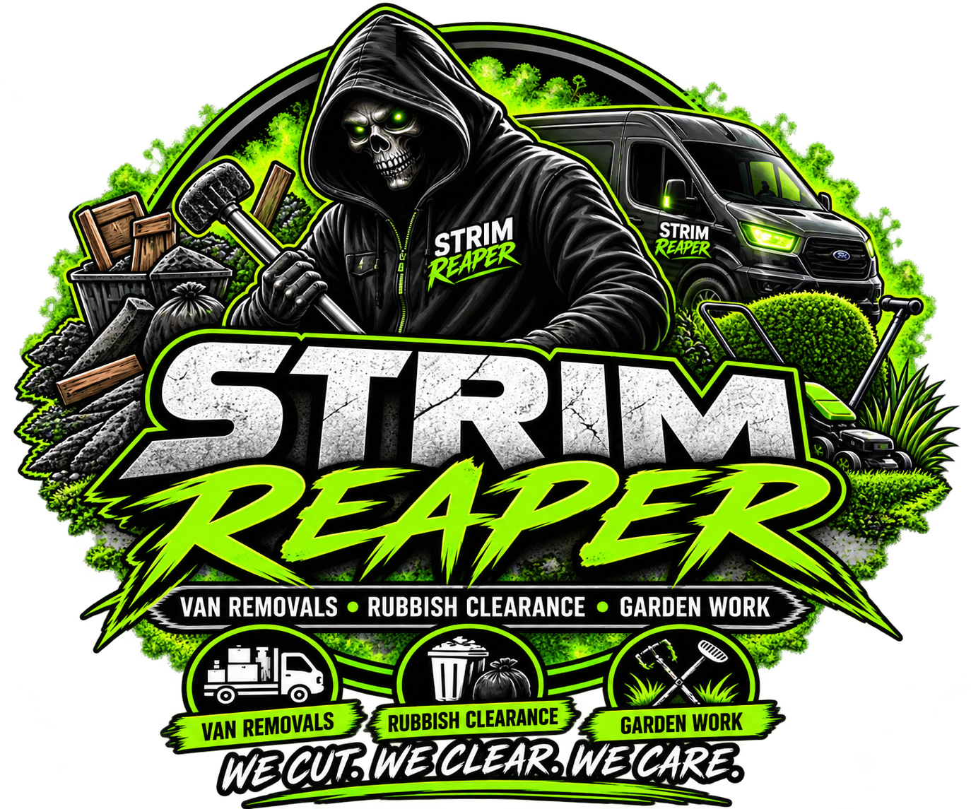 Strim Reaper garden maintenance, van removals and rubbish clearance logo